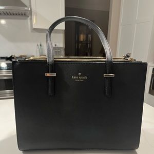 Kate Spade Laurel Way Reese Leather Crossbody Bag Purse Handbag, color, black.